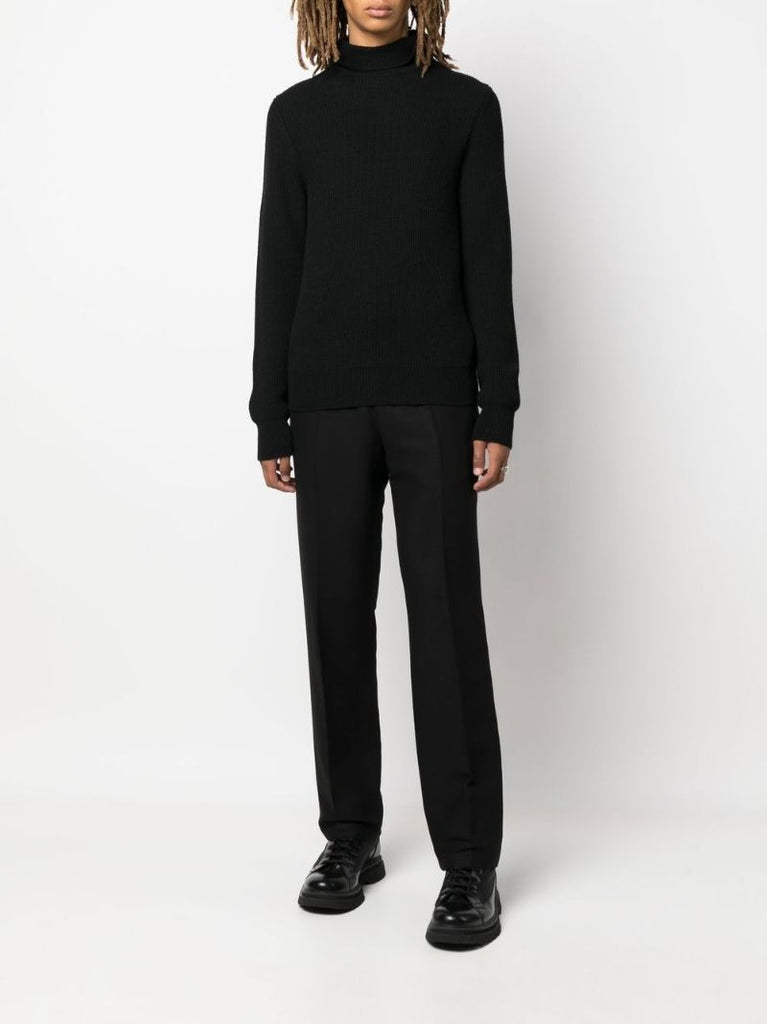 Black Roll Neck Virgin Wool Jumper