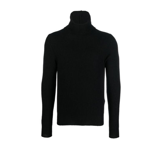 Black Roll Neck Virgin Wool Jumper