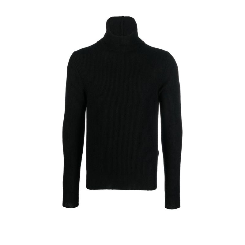Black Roll Neck Virgin Wool Jumper