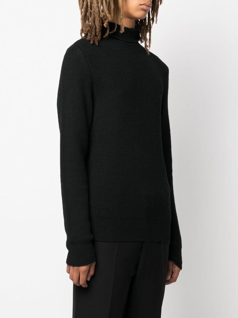 Black Roll Neck Virgin Wool Jumper