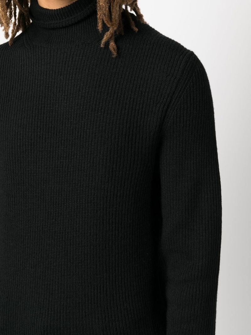 Black Roll Neck Virgin Wool Jumper