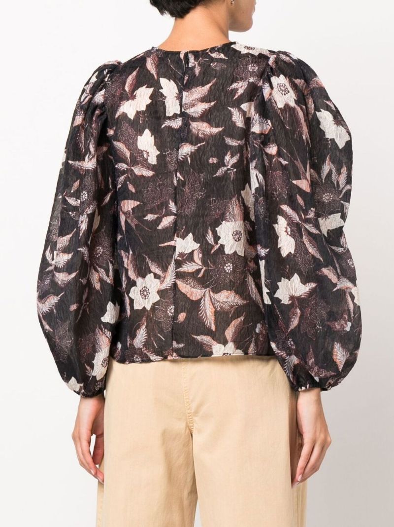 Black Eliza Floral Print CloquÃ_x0083_Â© Blouse