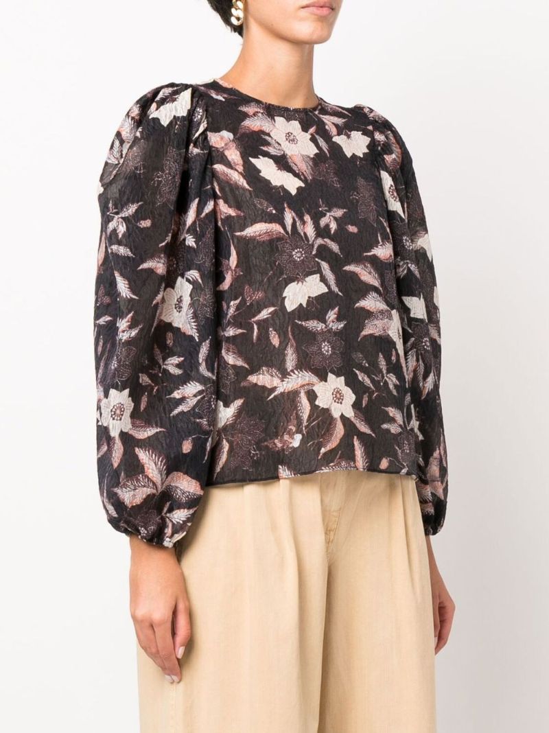 Black Eliza Floral Print CloquÃ_x0083_Â© Blouse