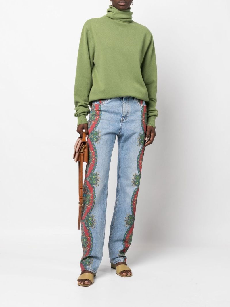 Blue Barbara High Waist Paisley Print Jeans