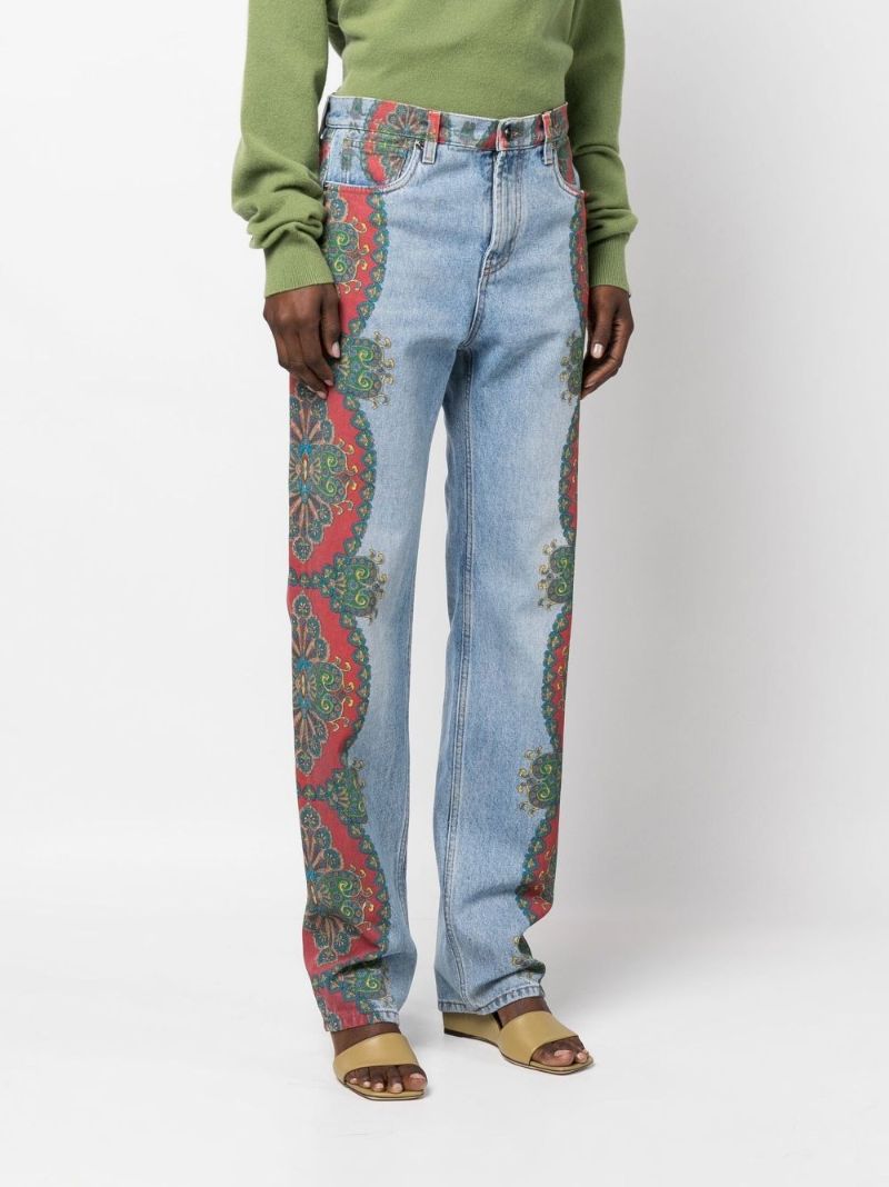 Blue Barbara High Waist Paisley Print Jeans