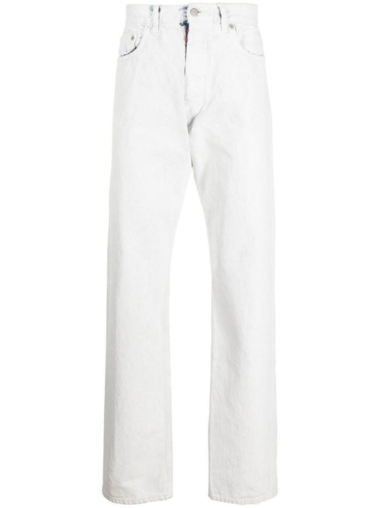 White Coated Straight-leg Jeans