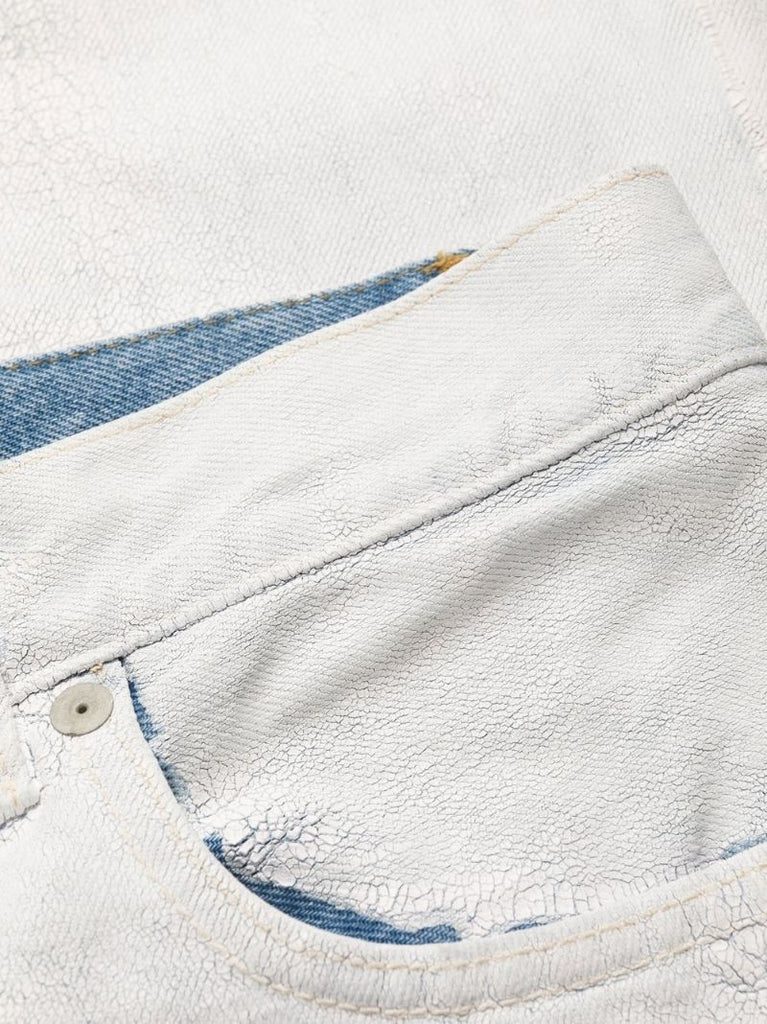 White Coated Straight-leg Jeans
