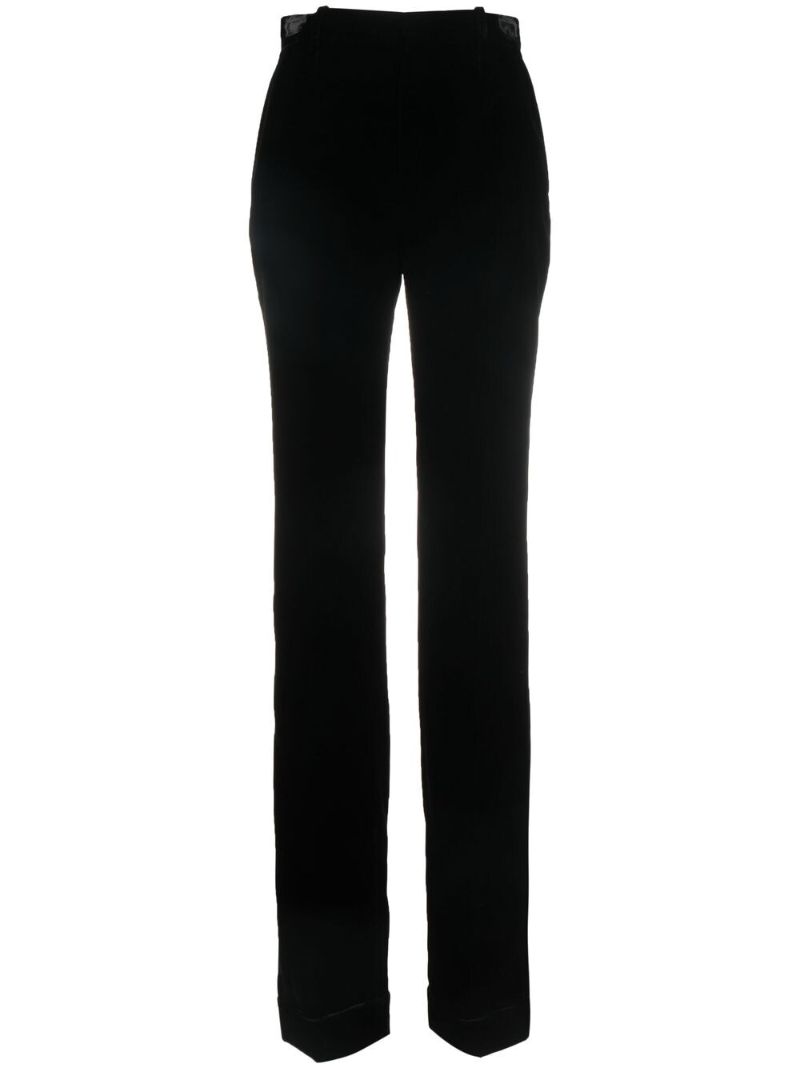 Black High-waist Velvet Trousers