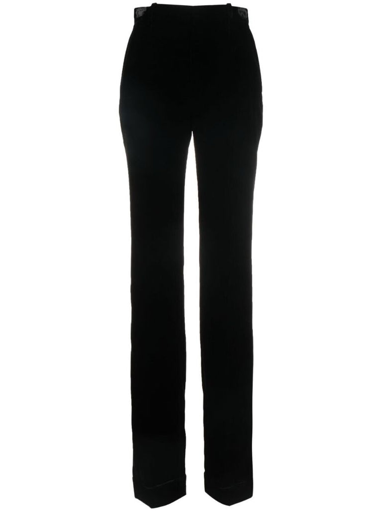 Black High-waist Velvet Trousers