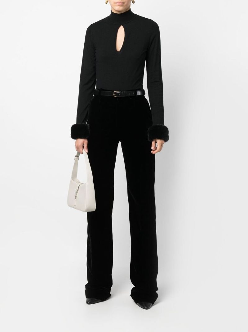 Black High-waist Velvet Trousers