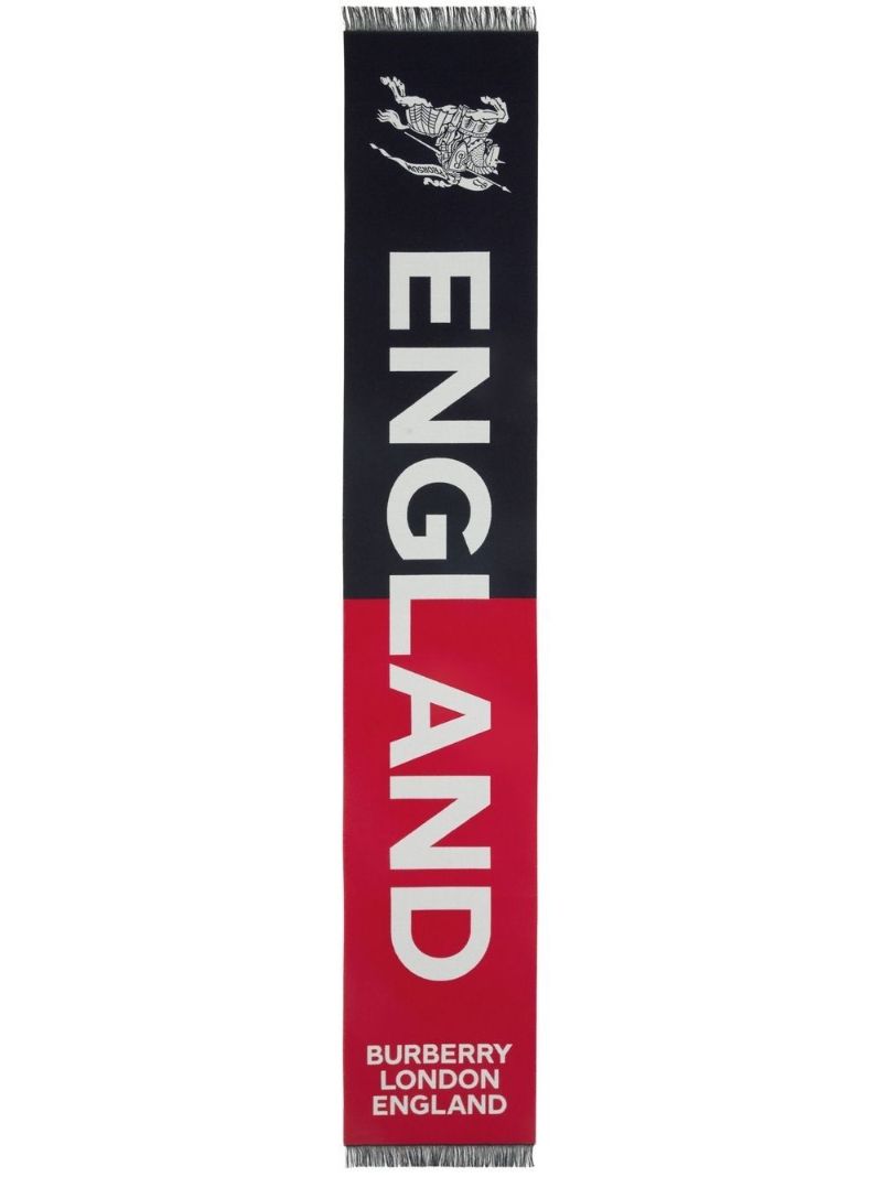 Red Montage Wool Logo Scarf