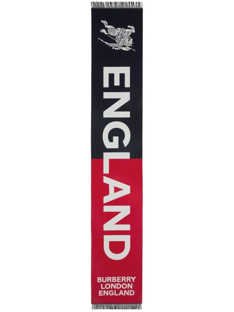 Red Montage Wool Logo Scarf