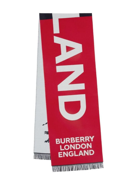 Red Montage Wool Logo Scarf
