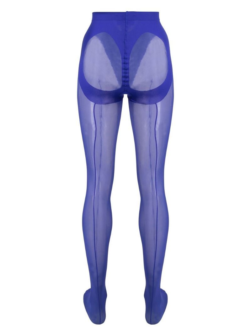 X Mugler Blue Mesh-panel Tights