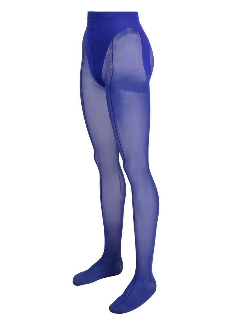X Mugler Blue Mesh-panel Tights