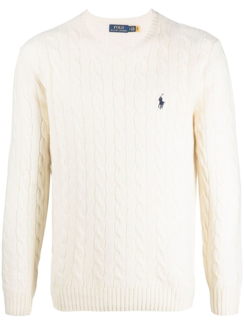 Neutral Cable Knit Wool Sweater