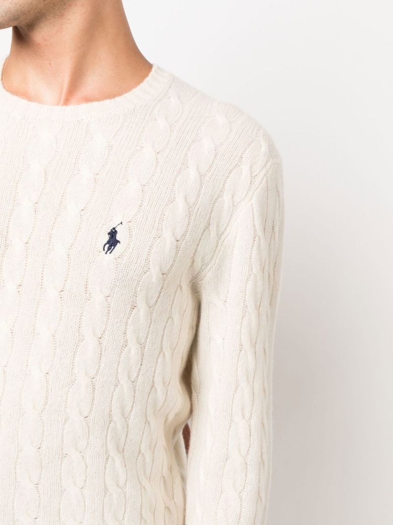 Neutral Cable Knit Wool Sweater