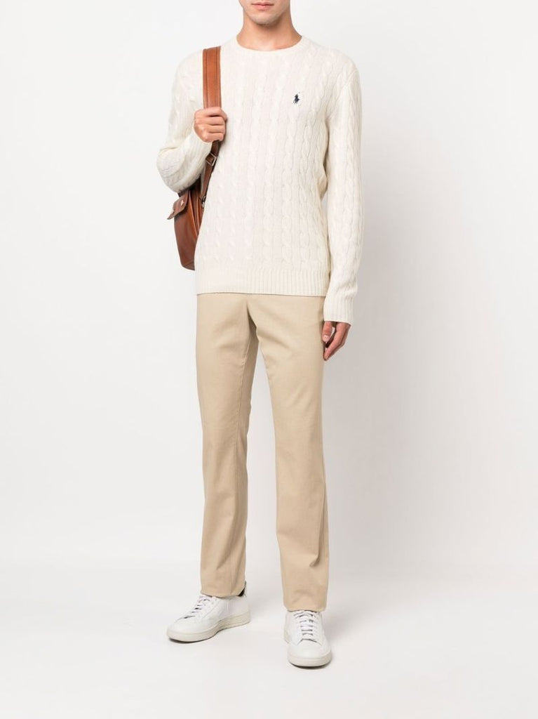 Neutral Cable Knit Wool Sweater