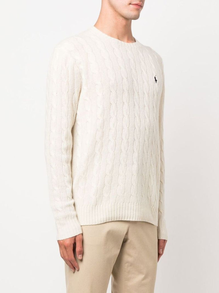 Neutral Cable Knit Wool Sweater