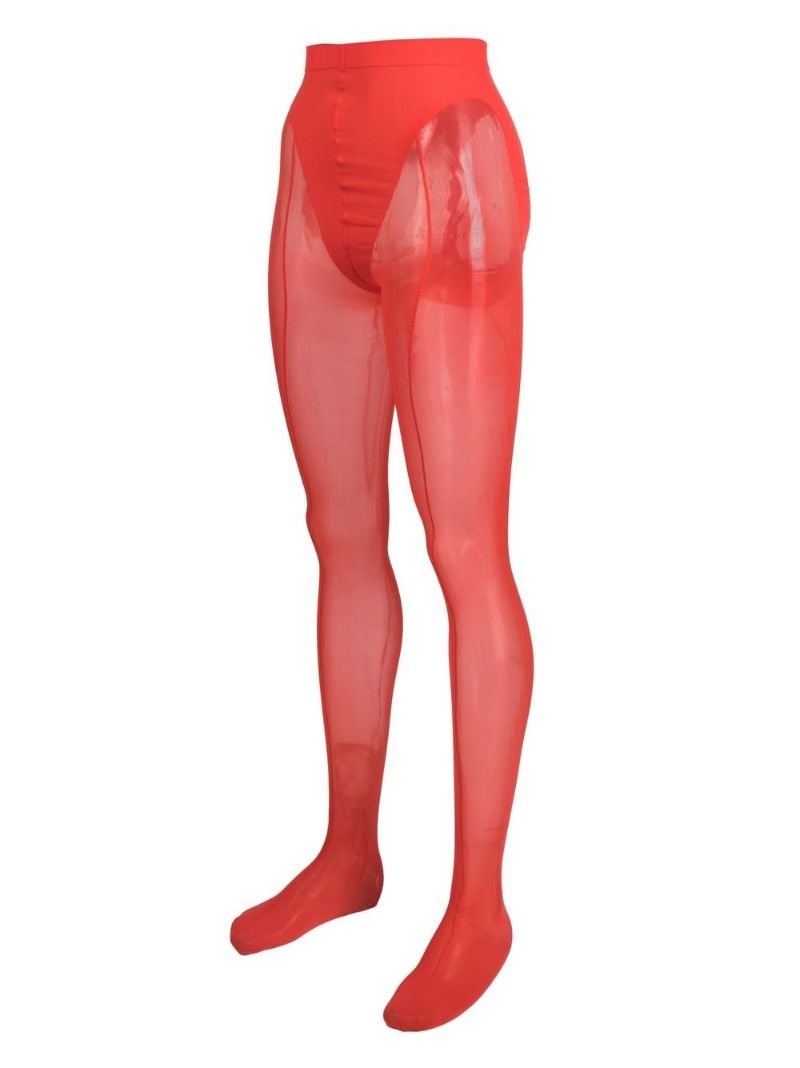 X Mugler Red Mesh-panel Tights