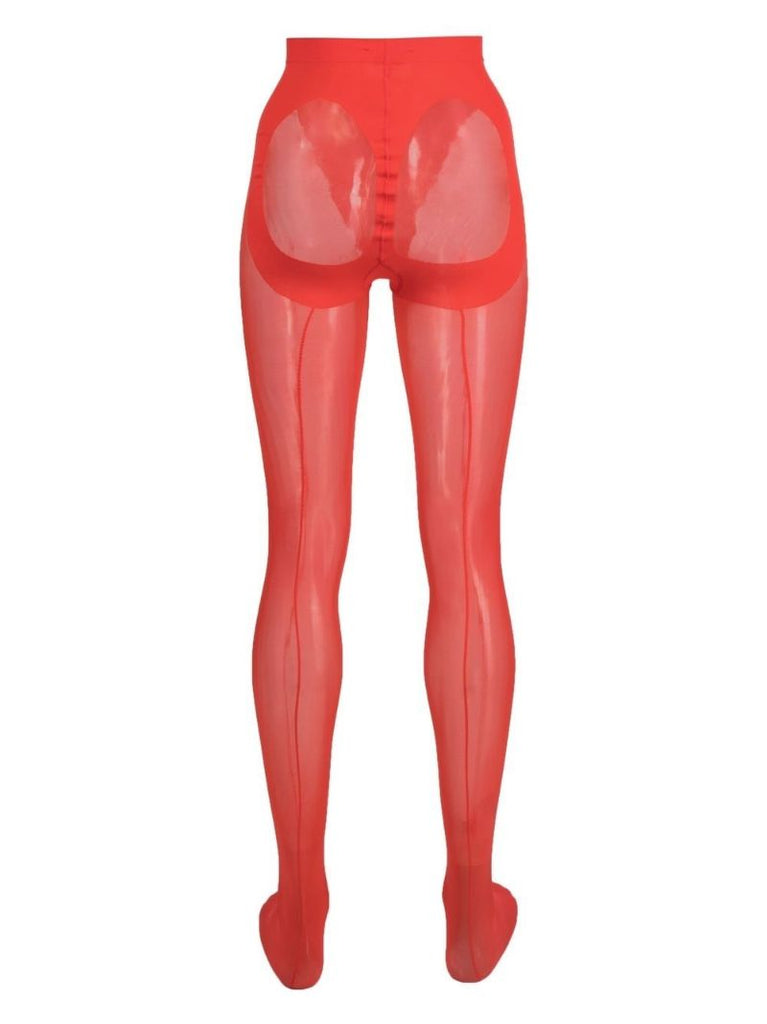 X Mugler Red Mesh-panel Tights