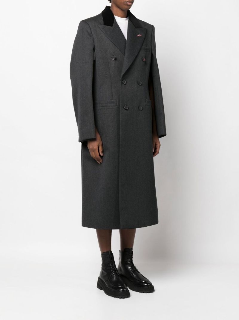 Grey Double-breasted Wool Coat
