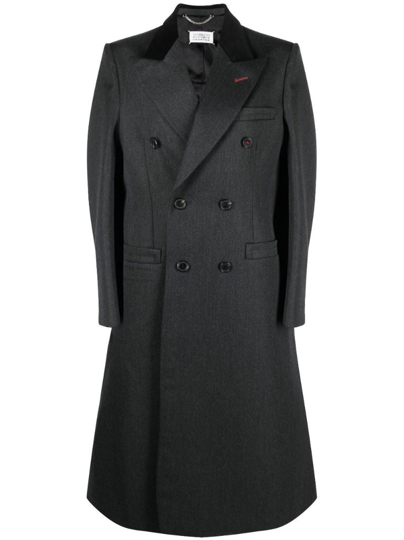Grey Double-breasted Wool Coat