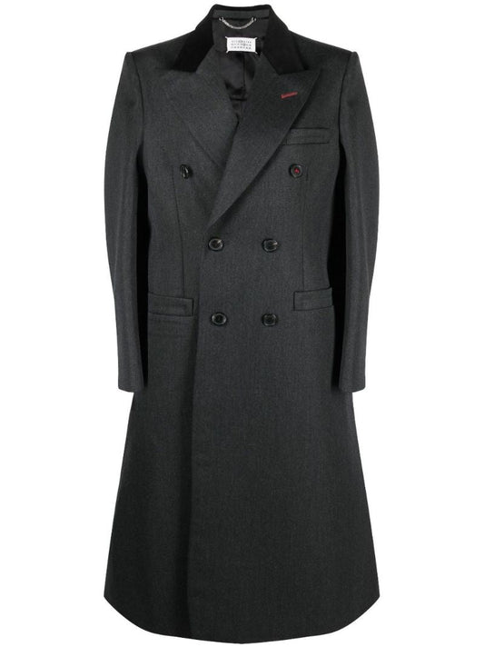 Grey Double-breasted Wool Coat