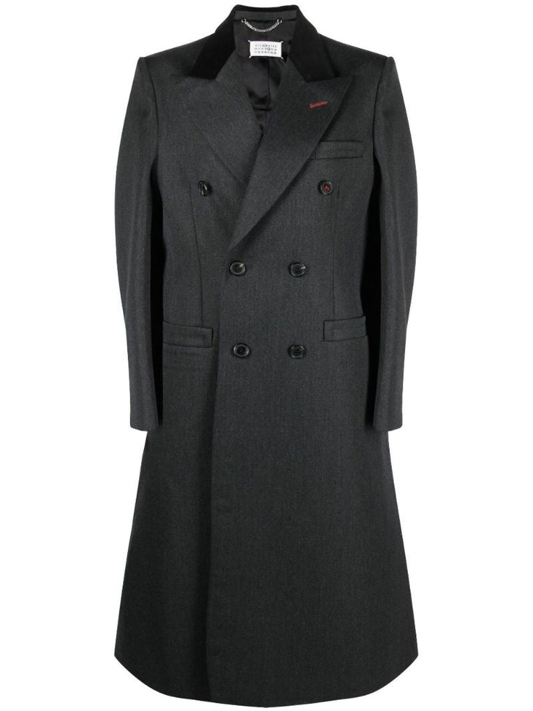 Grey Double-breasted Wool Coat