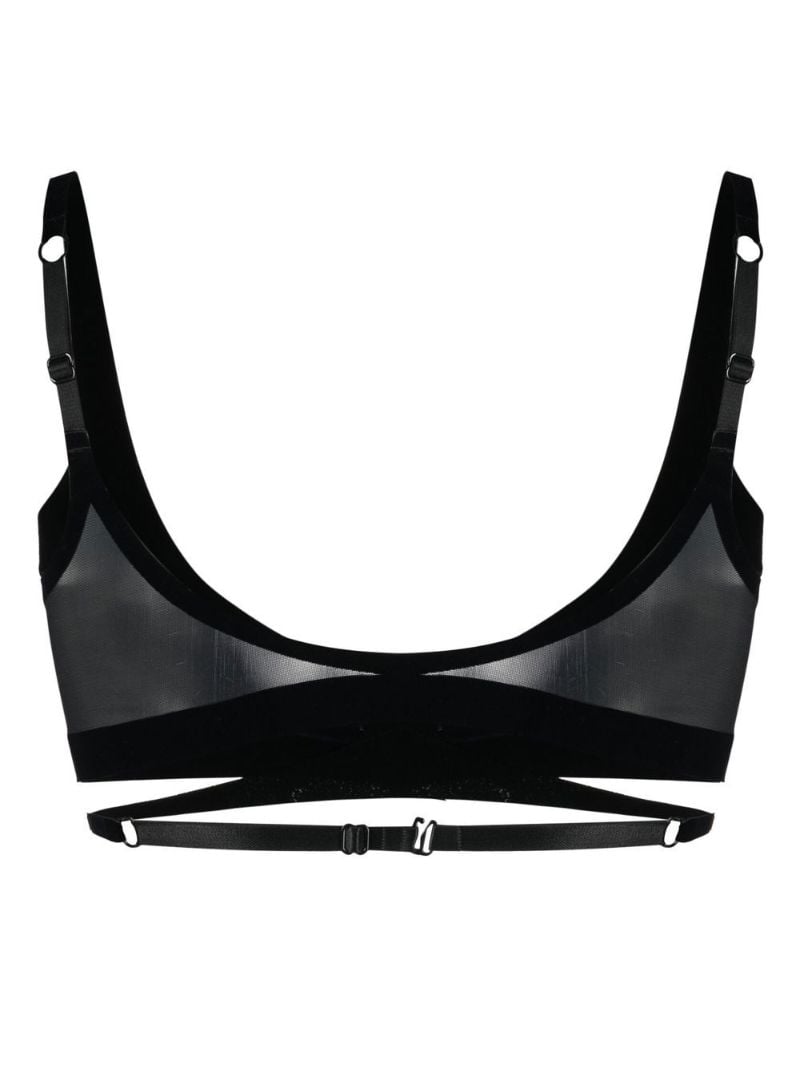 X Mugler Black Flock Bra