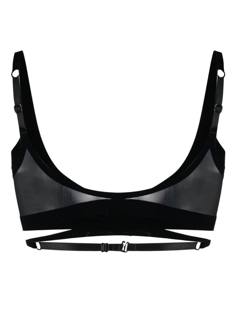 X Mugler Black Flock Bra