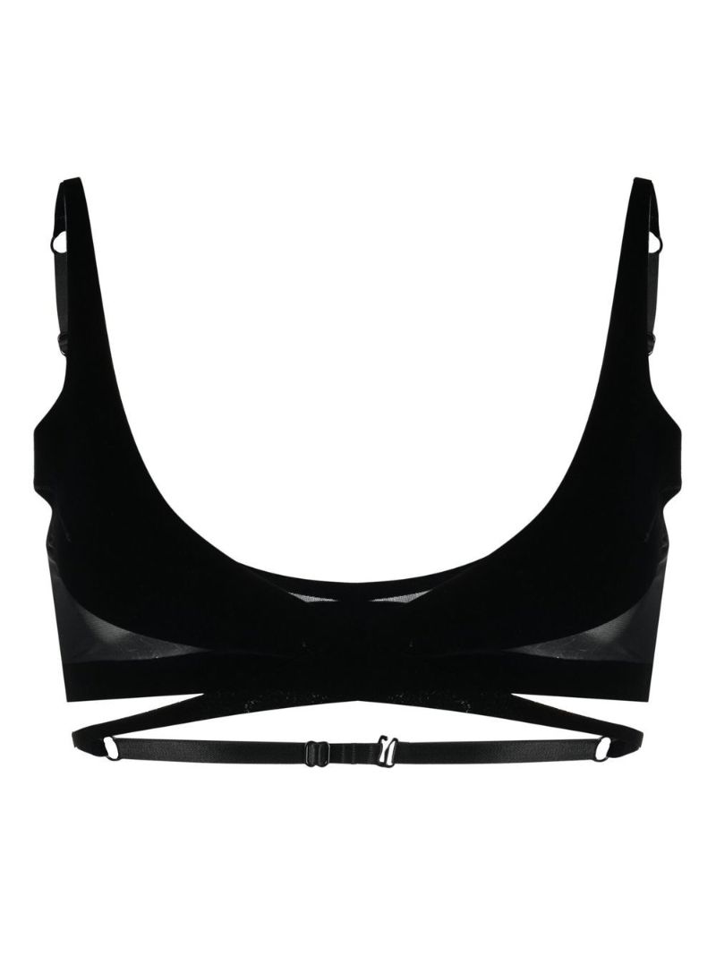 X Mugler Black Flock Bra