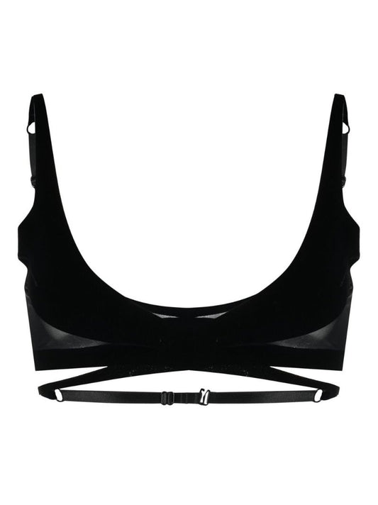 X Mugler Black Flock Bra