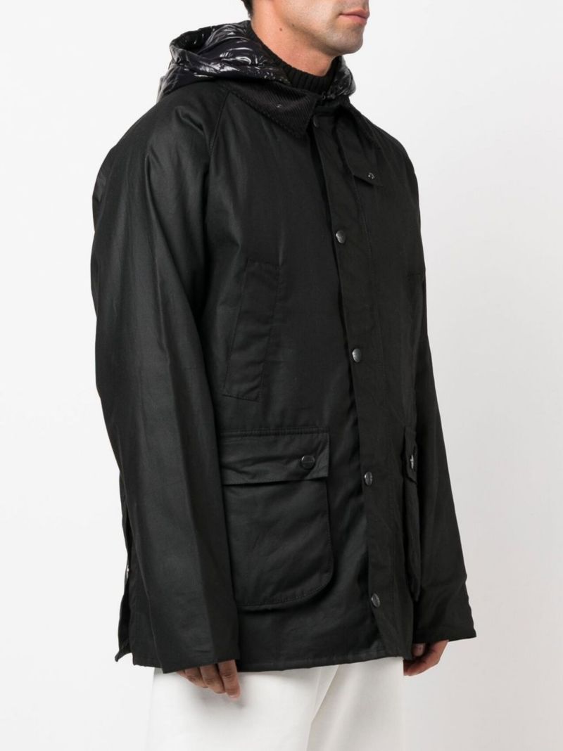 2 Moncler 1952 X Barbour Black Wight Hooded Down Jacket