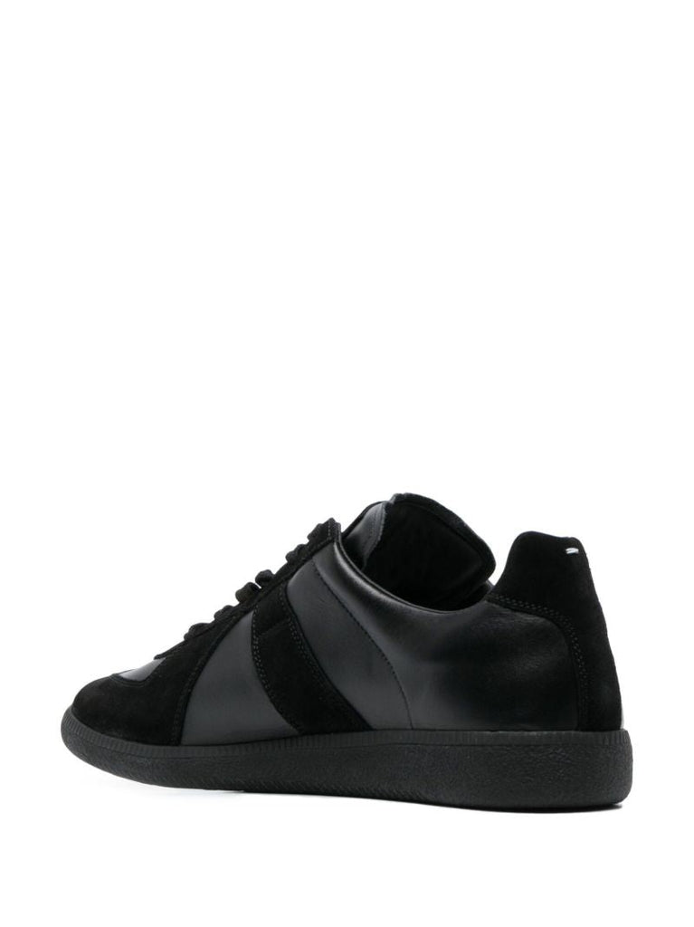 Black Panelled Leather Sneakers