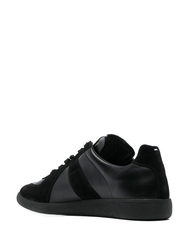 Black Panelled Leather Sneakers