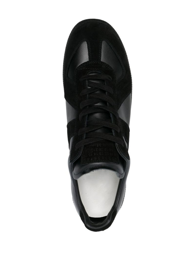 Black Panelled Leather Sneakers