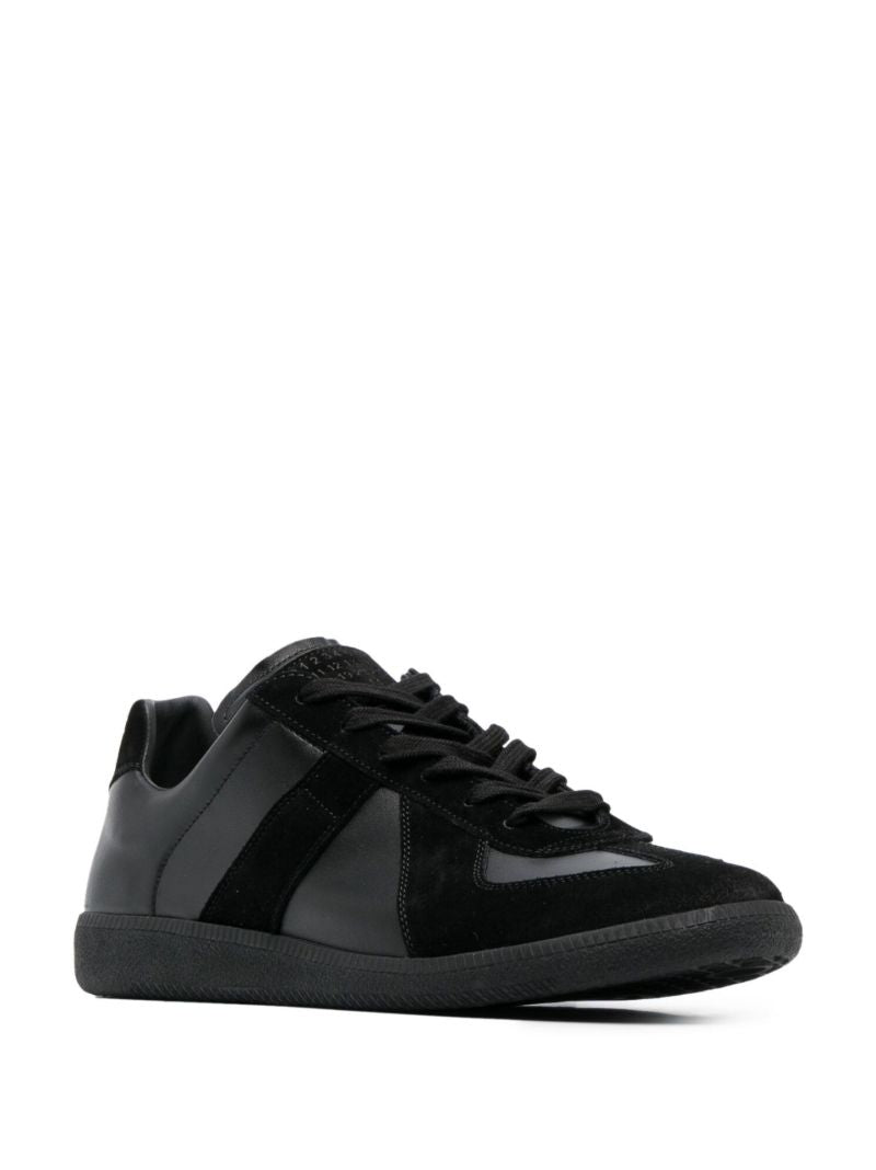 Black Panelled Leather Sneakers
