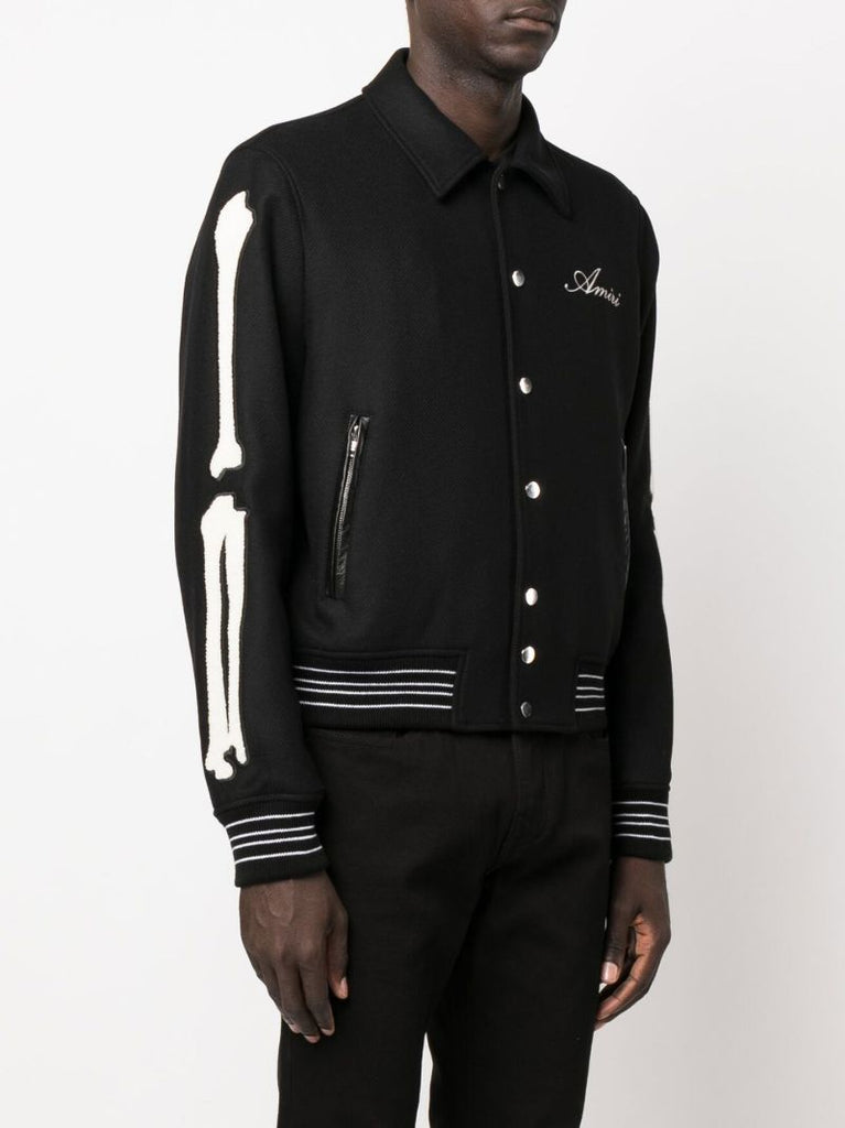 Black Bones Varsity Bomber Jacket