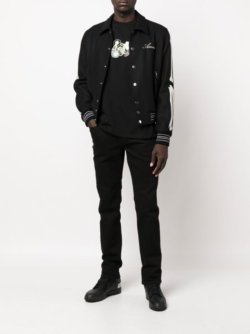 Black Bones Varsity Bomber Jacket