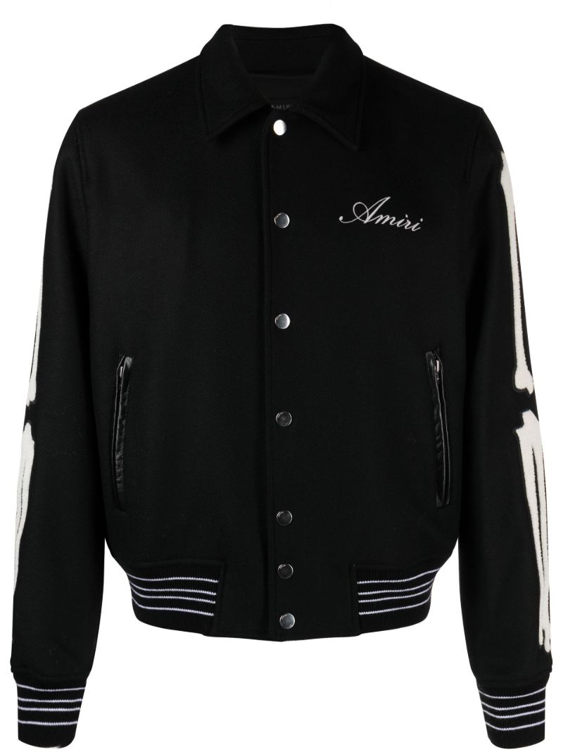 Black Bones Varsity Bomber Jacket