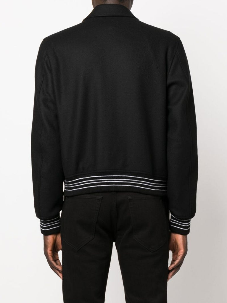 Black Bones Varsity Bomber Jacket