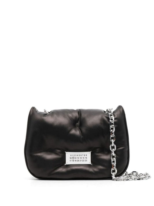 Black Glam Slam Leather Shoulder Bag
