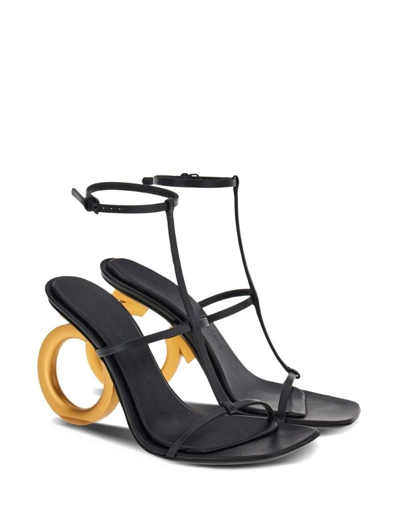 Black Elina 105 Leather Sandals