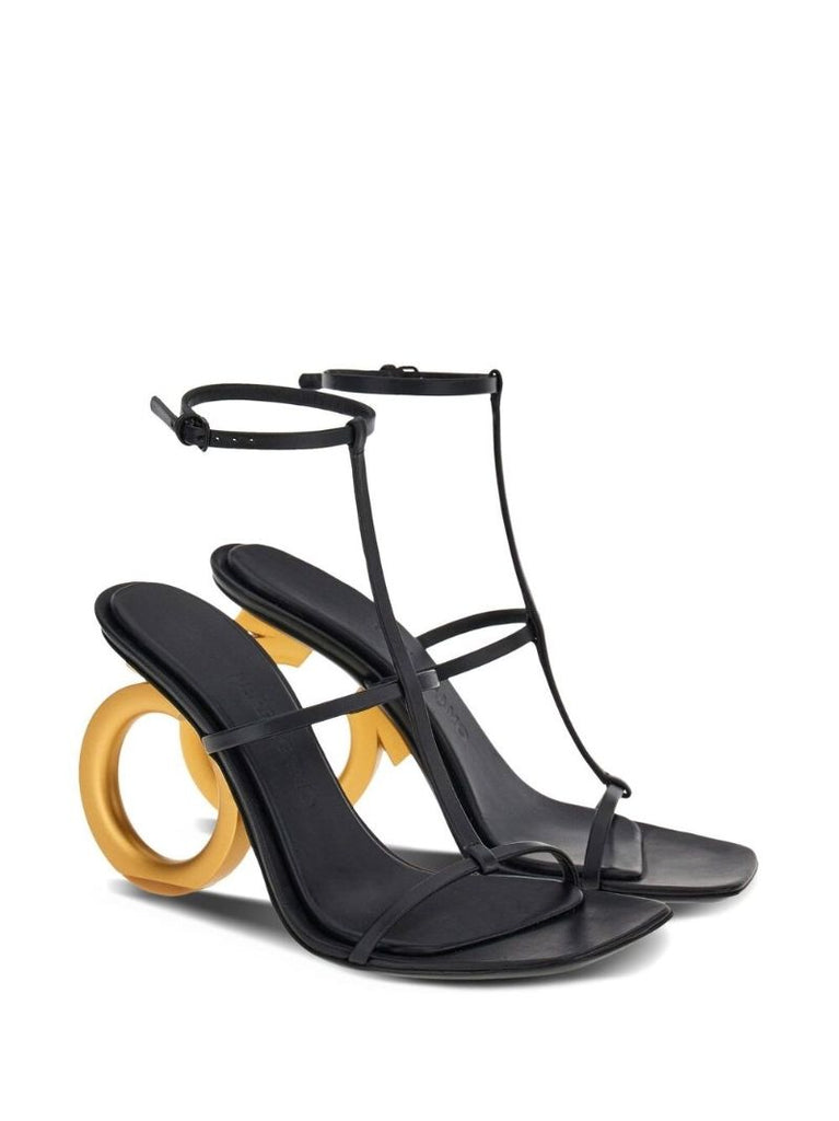 Black Elina 105 Leather Sandals
