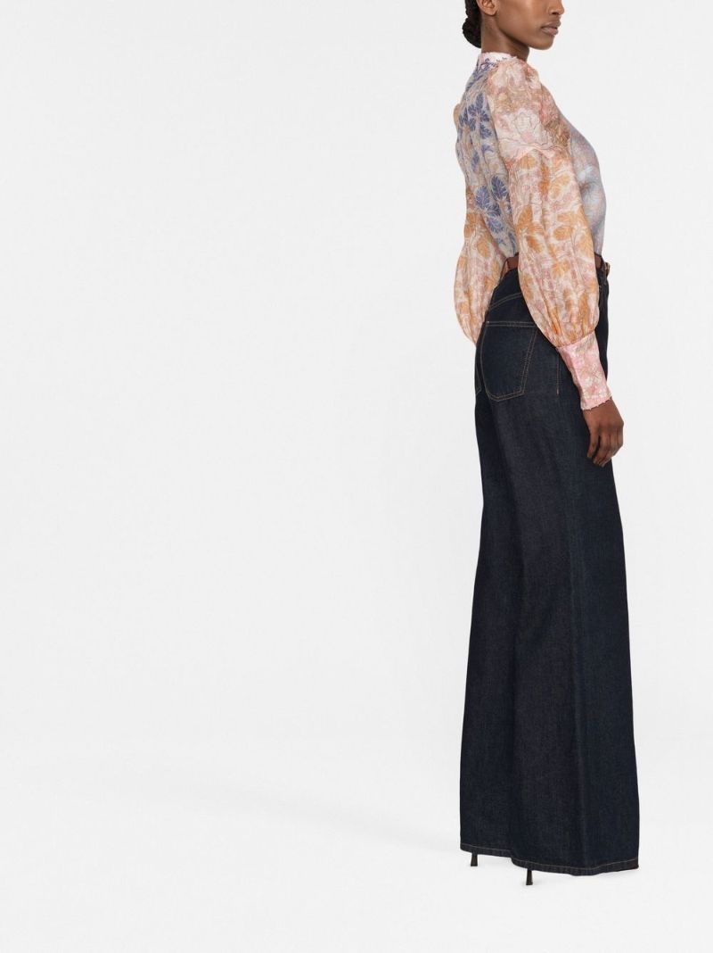 Purple Kaleidoscope Spliced Floral Print Blouse