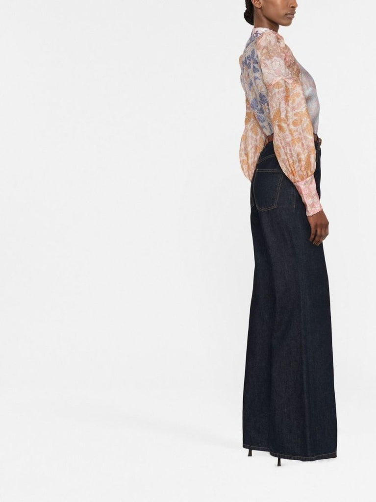 Purple Kaleidoscope Spliced Floral Print Blouse