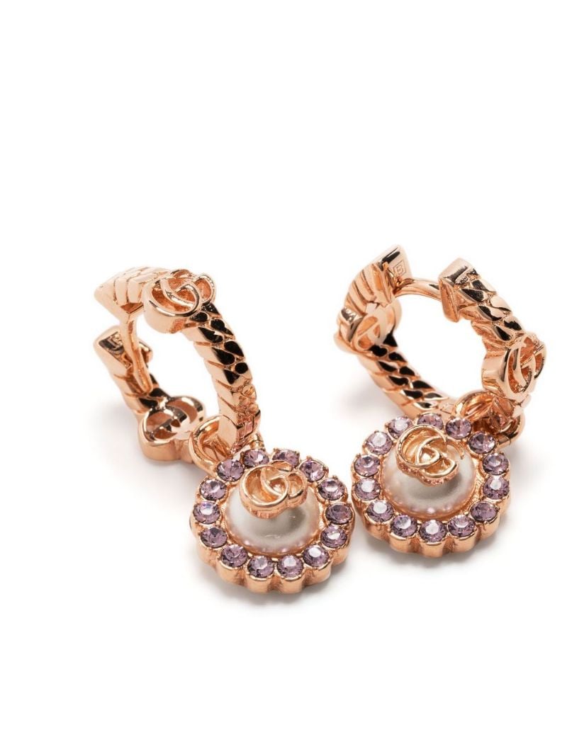 Gold-plated Double G Crystal Hoop Earrings