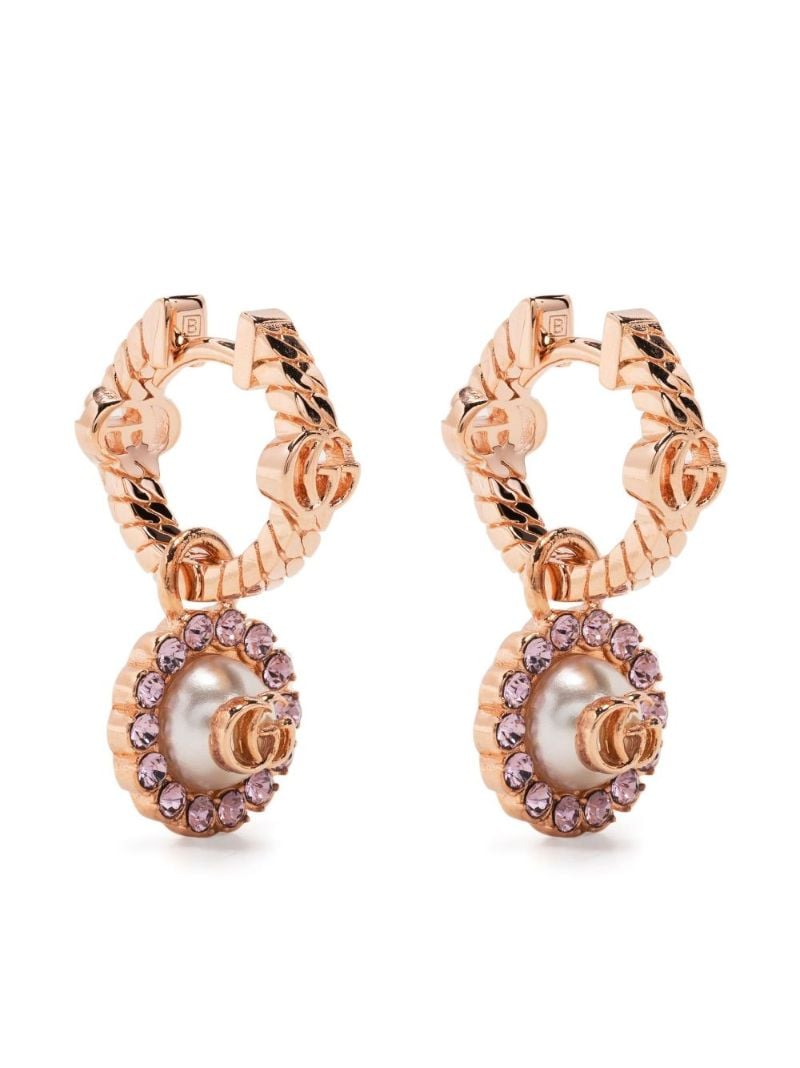 Gold-plated Double G Crystal Hoop Earrings