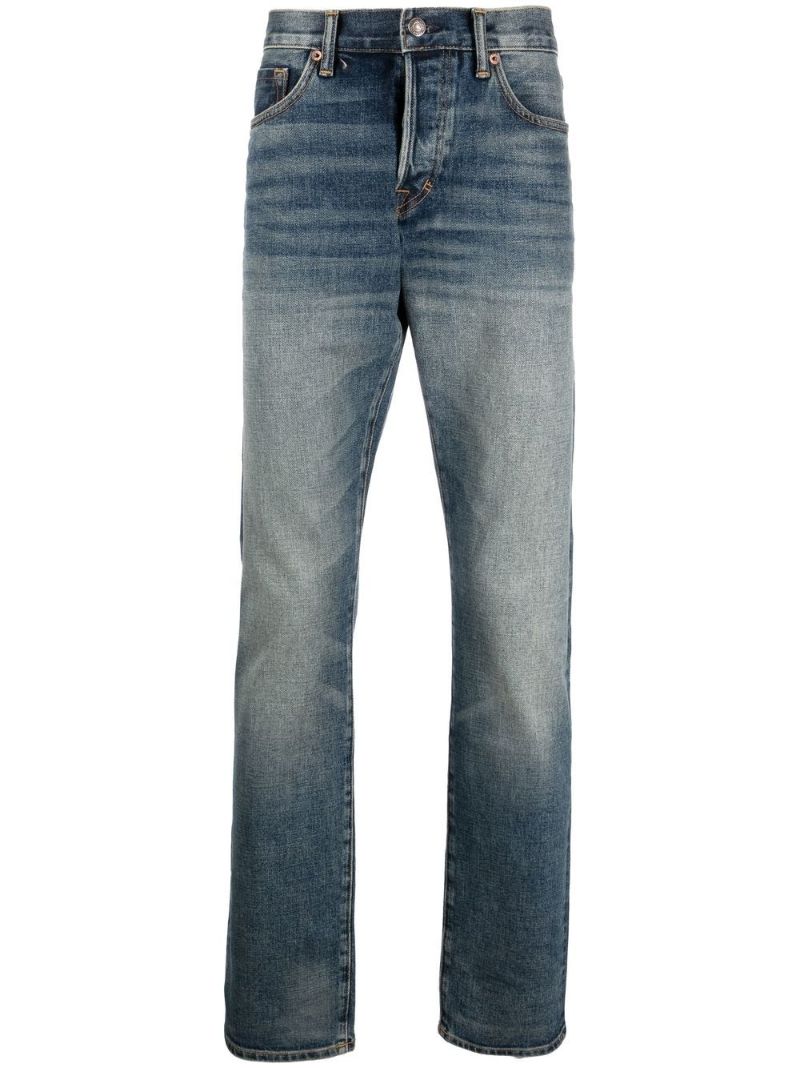 Blue Stonewash Straight-leg Jeans